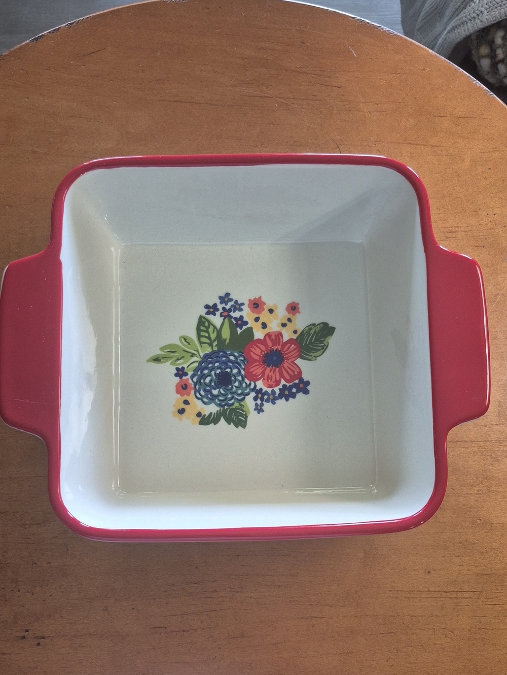 Pioneer Woman Dancing Dahlias Red Floral 8" Square Stoneware Baking Dish